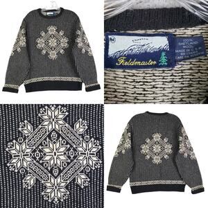 VTG Fieldmaster Men's Medium Knit Sweater Grandpacore Shetland Wool 90's Nordic